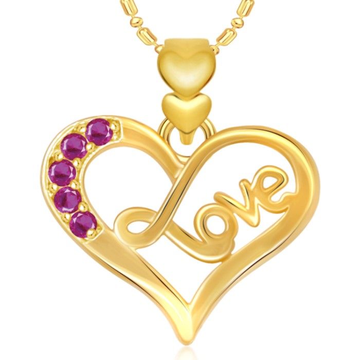 Buy Srikara Alloy Gold Plated CZ / AD Love Heart Valentine Fashion Jewellery Pendant - SKP1898G - Purplle