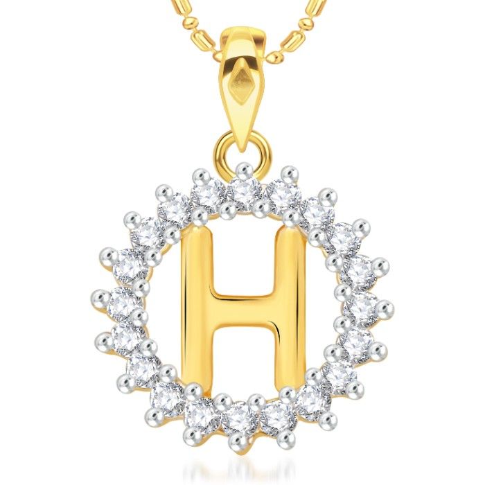 Buy Srikara Alloy Gold Plated CZ/AD Initial Letter H Fashion Jewellery Pendant Chain - SKP1954G - Purplle