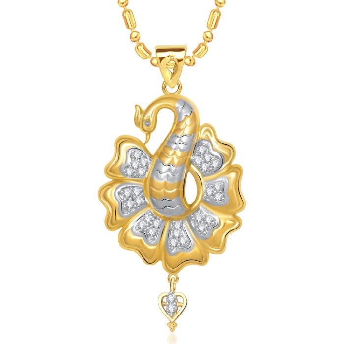Buy Srikara Alloy Gold Plated CZ/AD Admirable Mayur Fashion Jewellery Pendant Chain - SKP1455G - Purplle