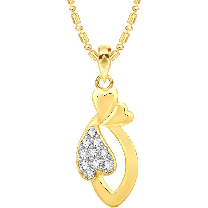 Buy Srikara Alloy Gold Plated CZ / AD Heart Fashion Jewellery Pendant with Chain - SKP2580G - Purplle