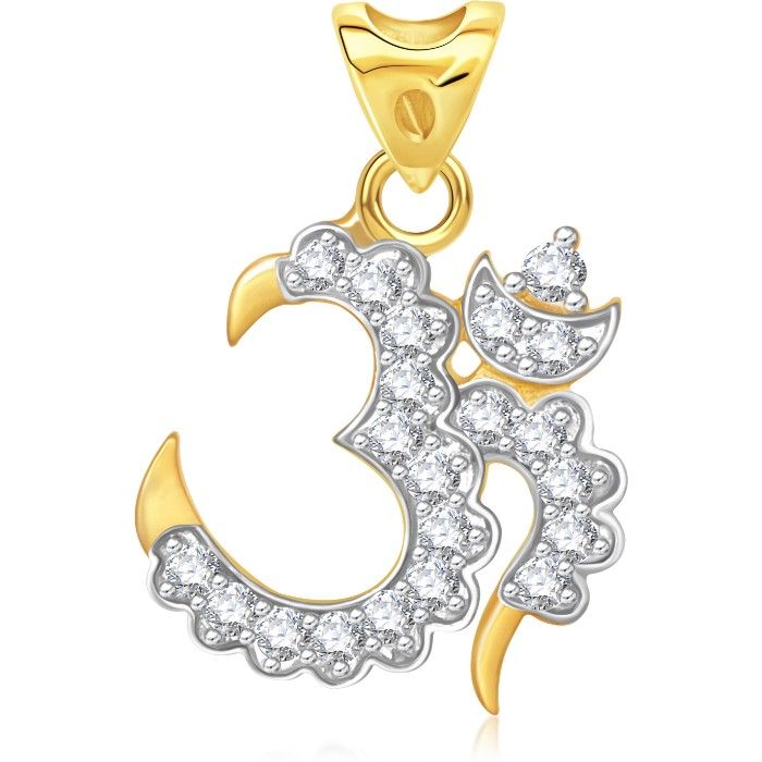 Buy Srikara Alloy Gold Plated CZ / AD Om Fashion Jewellery Pendant with Chain - SKP1453G - Purplle