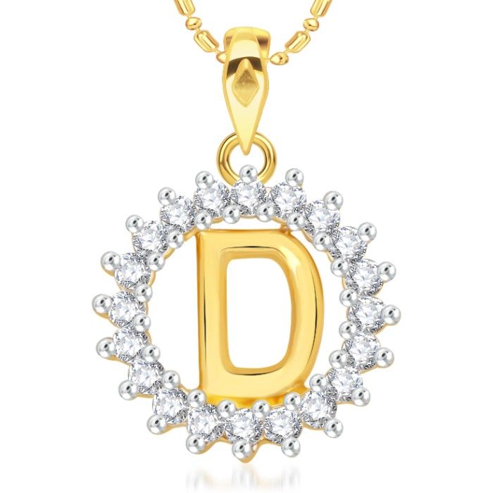 Buy Srikara Alloy Gold Plated CZ/AD Initial Letter D Fashion Jewellery Pendant Chain - SKP1950G - Purplle