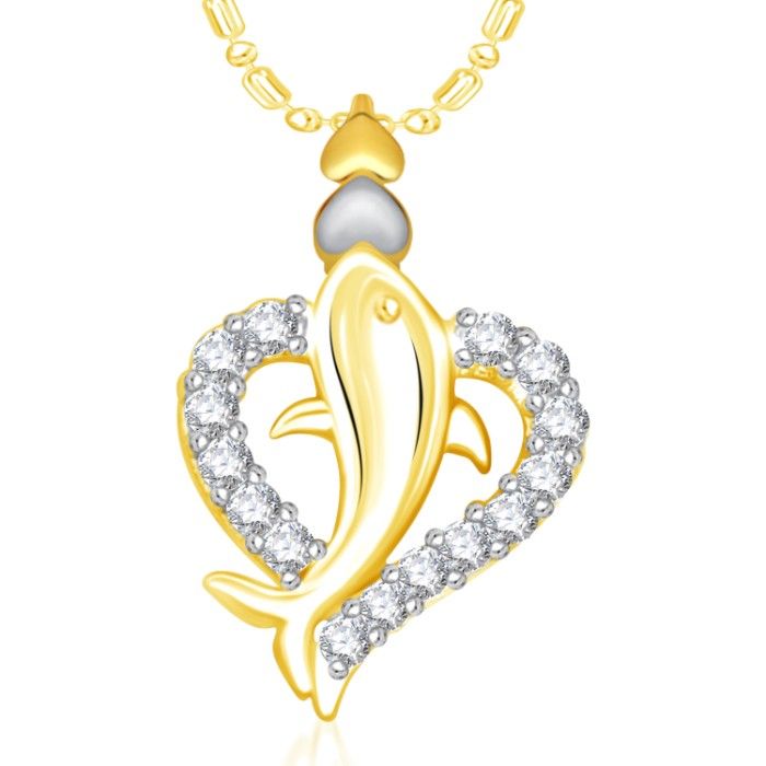 Buy Srikara Alloy Gold Plated CZ Dolphin in Heart Valentine Fashion Jewelry Pendant - SKP1912G - Purplle