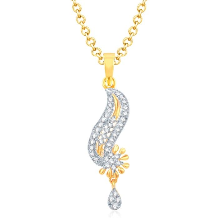 Buy Srikara Alloy Gold Plated CZ / AD Glamoures Fashion Jewellery Pendant with Chain - SKPS1075GB - Purplle