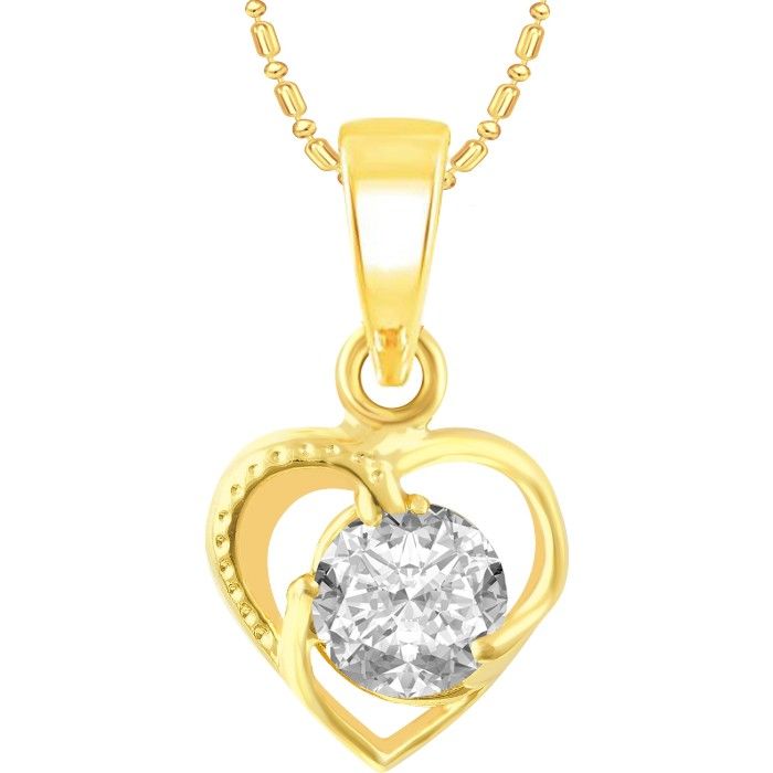 Buy Srikara Alloy Gold Plated CZ/AD Heart Solitaire Fashion Jewellery Pendant Chain - SKP2459G - Purplle