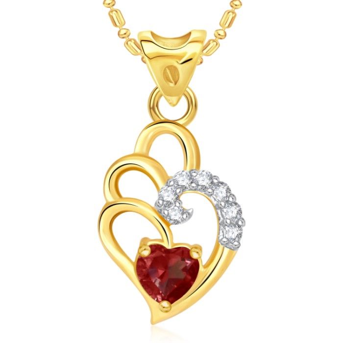 Buy Srikara Alloy Gold Plated CZ Red Curved Heart Valentine Fashion Jewelry Pendant - SKP1778G - Purplle