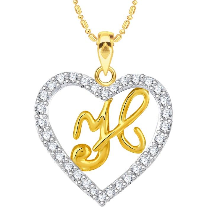 Buy Srikara Alloy Gold Plated CZ/AD Alphabet "H" in Heart Fashion Jewelry Pendant - SKP2272G - Purplle