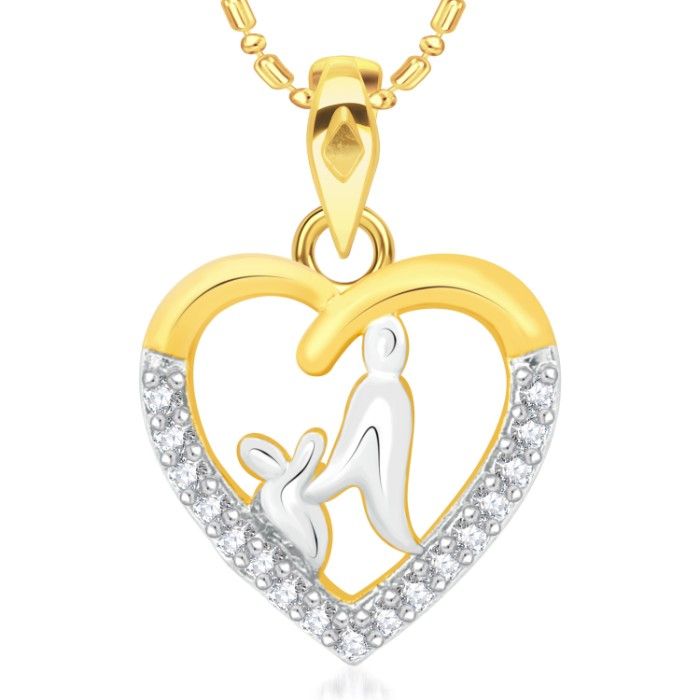 Buy Srikara Alloy Gold Plated CZ/AD Couple Heart Fashion Jewelry Pendant with Chain - SKP1993G - Purplle