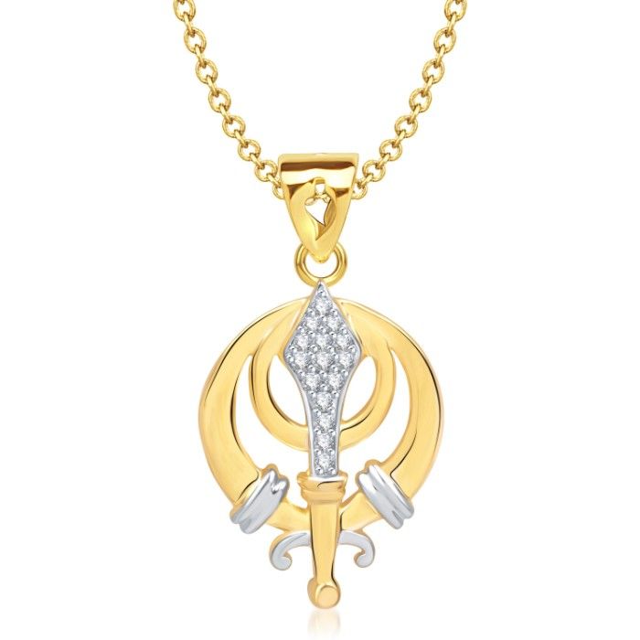 Buy Srikara Alloy Gold Plated CZ/AD The Vaheguru Fashion Jewelry Pendant with Chain - SKP1329G - Purplle