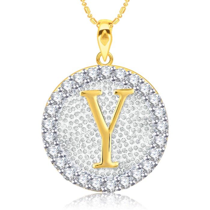 Buy Srikara Alloy Gold Plated CZ/AD Initial Letter Y Fashion Jewellery Pendant Chain - SKP2207G - Purplle