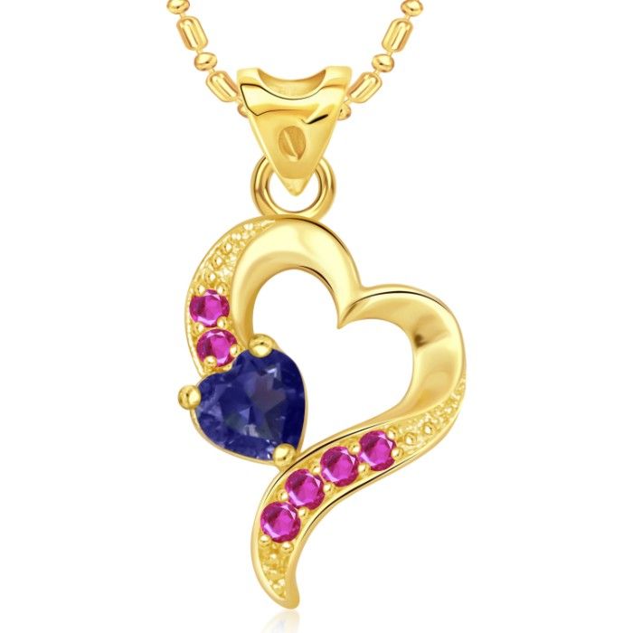 Buy Srikara Alloy Gold Plated CZ/AD Dazzling Heart Valentine Fashion Jewelry Pendant - SKP1807G - Purplle