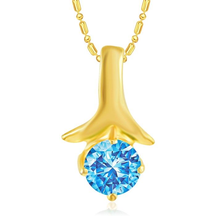 Buy Srikara Alloy Gold Plated Anchor Drop Aqua Solitaire Fashion Jewelry Pendant - SKP2879G - Purplle