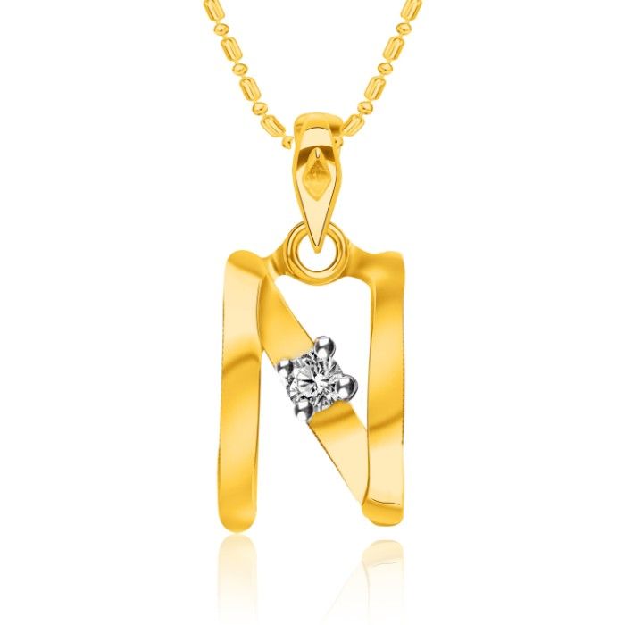 Buy Srikara Alloy Brass Gold Plated CZ Initial "N" Alphabet Fashion Jewelry Pendant - SKP2815G - Purplle