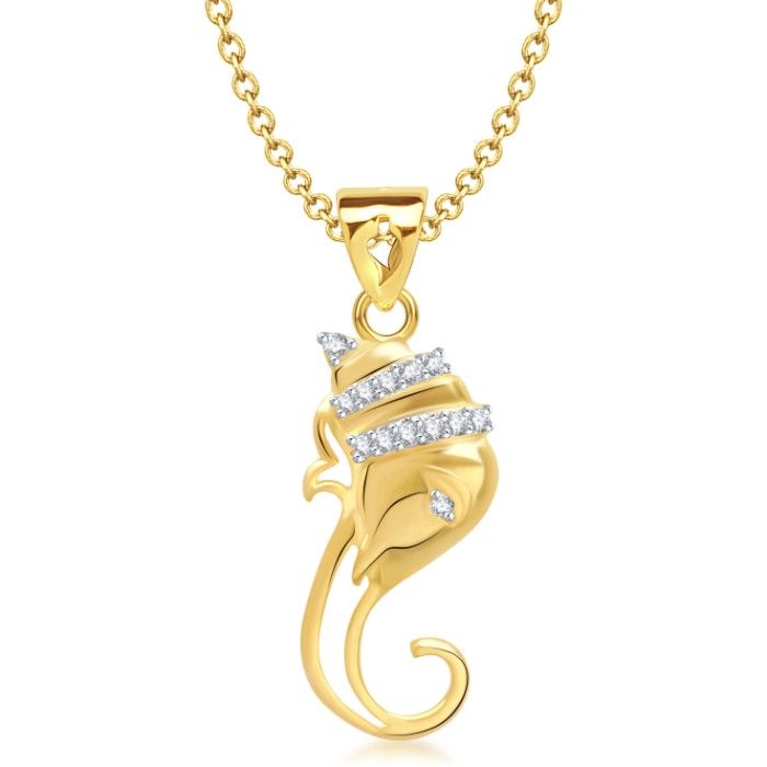 Buy Srikara Alloy Gold Plated CZ/AD The Vakratund Fashion Jewelry Pendant with Chain - SKP1330G - Purplle