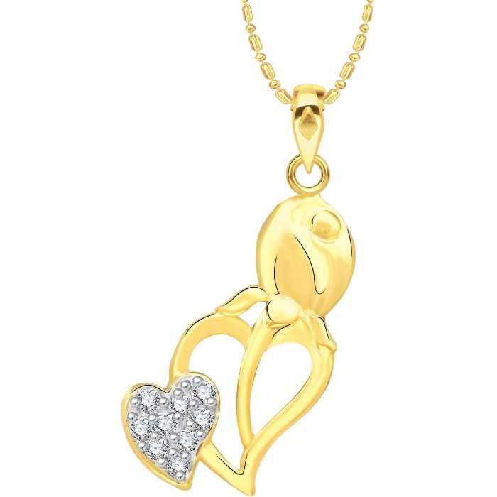 Buy Srikara Alloy Gold Plated CZ / AD Dual Heart with Rose Fashion Jewellery Pendant - SKP2553G - Purplle