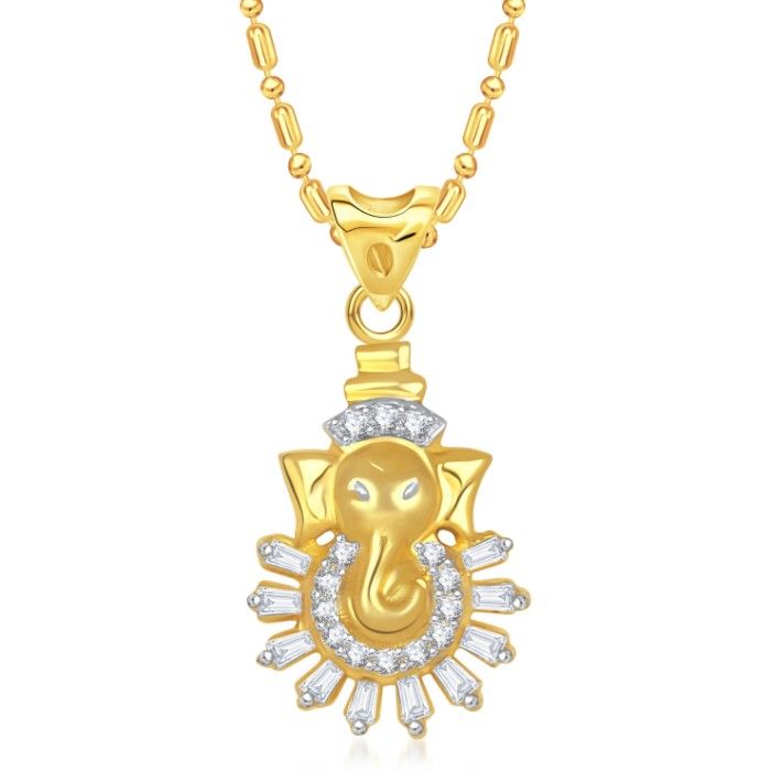 Buy Srikara Alloy Gold Plated CZ / AD Devendra Fashion Jewellery Pendant with Chain - SKP1379G - Purplle