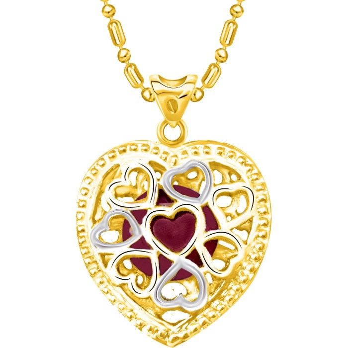 Buy Srikara Alloy Gold Plated CZ / AD Heart in center Ruby Fashion Jewellery Pendant - SKP2263G - Purplle