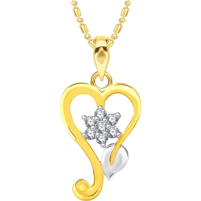 Buy Srikara Alloy Gold Plated CZ / AD Leaf Heart Fashion Jewelry Pendant with Chain - SKP2566G - Purplle