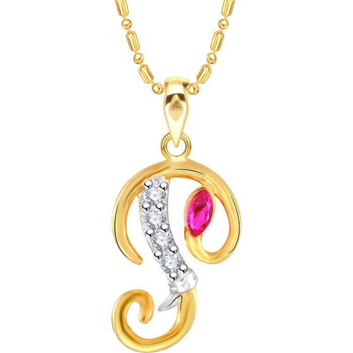 Buy Srikara Alloy Gold Plated CZ/AD Initial Letter P Ganesh Fashion Jewelry Pendant - SKP2251G - Purplle