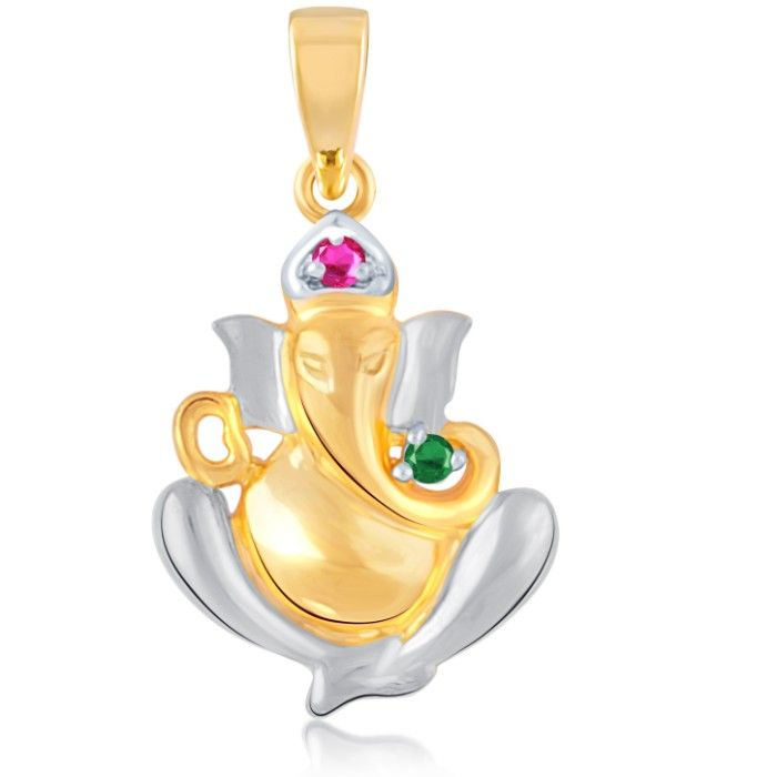 Buy Srikara Alloy Gold Plated CZ/AD Ganesh Murti Fashion Jewelry Pendant with Chain - SKP1486G - Purplle