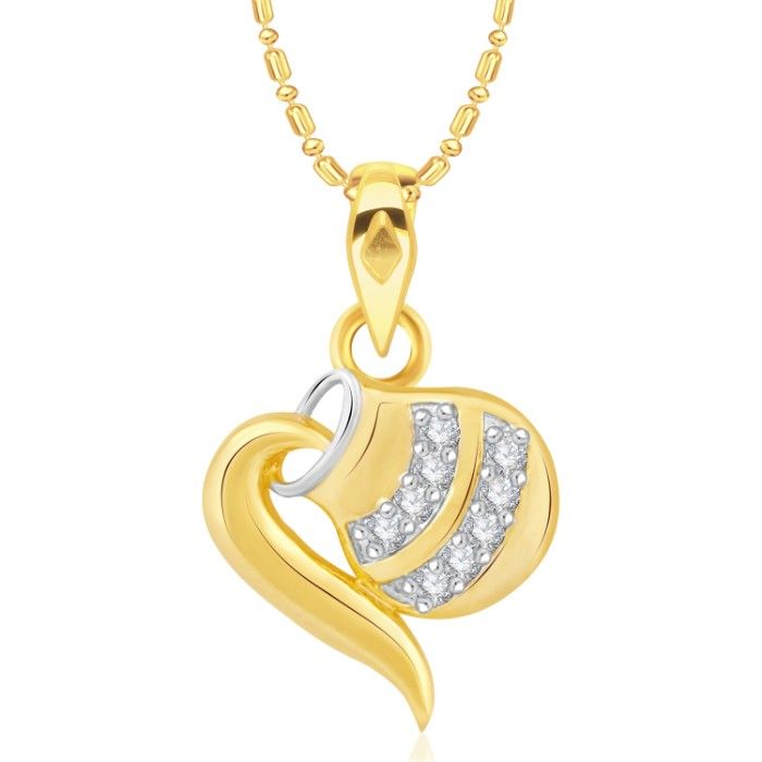 Buy Srikara Alloy Pot CZ / AD Studded Heart Pattern Fashion Jewellery Pendant Chain - SKP2838G - Purplle