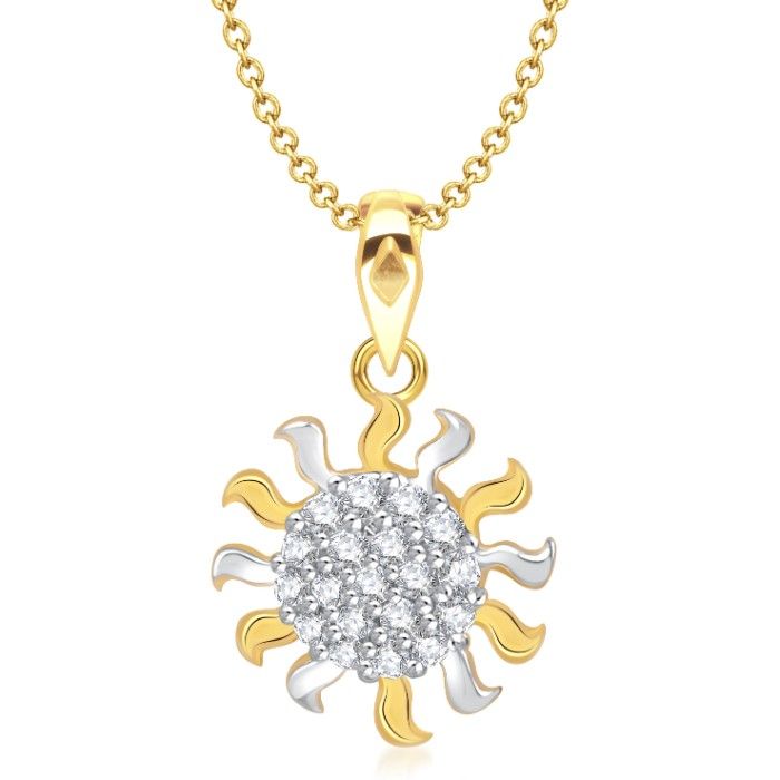 Buy Srikara Alloy Gold Plated CZ / AD Antique Sun Fashion Jewelry Pendant with Chain - SKP1336G - Purplle