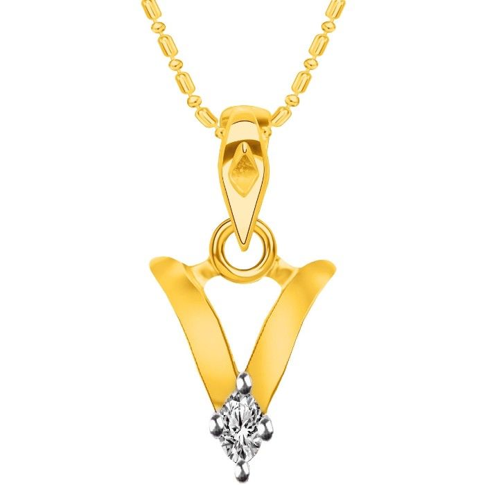 Buy Srikara Alloy Brass Gold Plated CZ Initial "V" Alphabet Fashion Jewelry Pendant - SKP2823G - Purplle