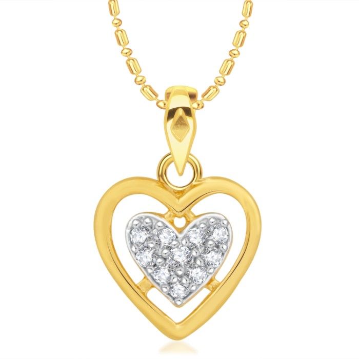 Buy Srikara Alloy Gold Plated CZ / AD Heart Fashion Jewellery Pendant with Chain - SKP2136G - Purplle