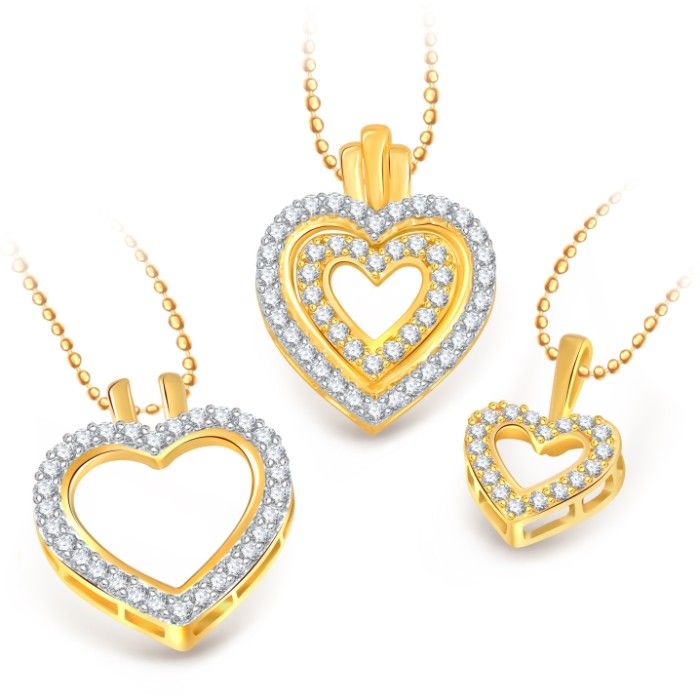 Buy Srikara Alloy Splendid Heart Detachable Fashion Jewellery Pendant Set with Chain - SKDP1007G - Purplle
