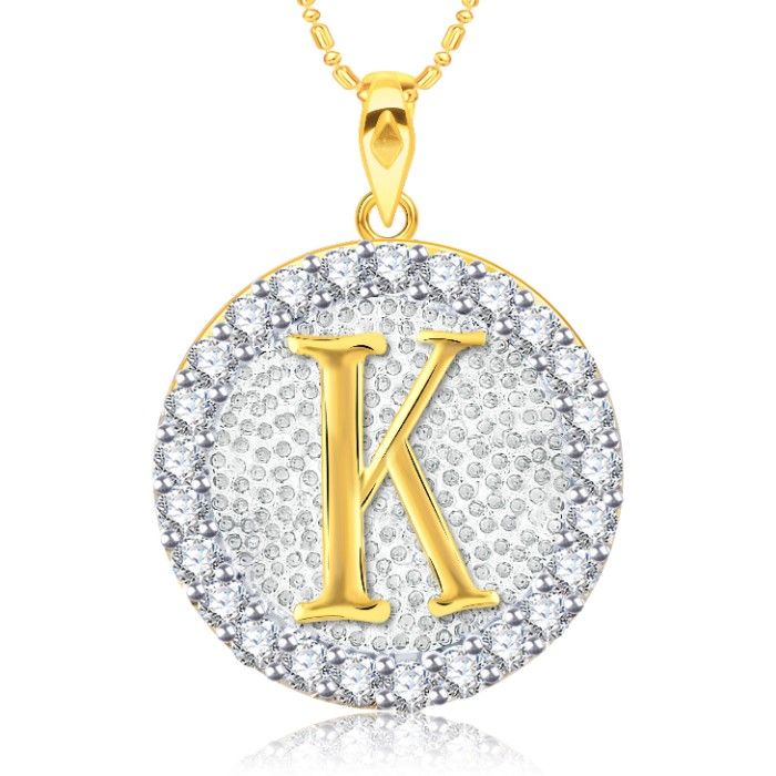 Buy Srikara Alloy Gold Plated CZ/AD Initial Letter K Fashion Jewellery Pendant Chain - SKP2193G - Purplle