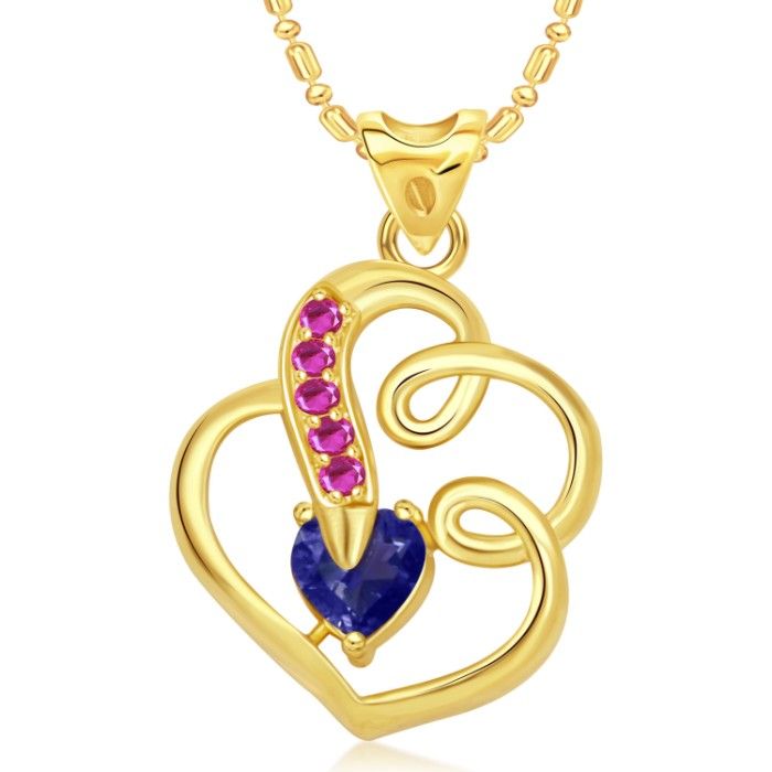Buy Srikara Alloy Gold Plated CZ/AD Splendid Heart Valentine Fashion Jewelry Pendant - SKP1797G - Purplle