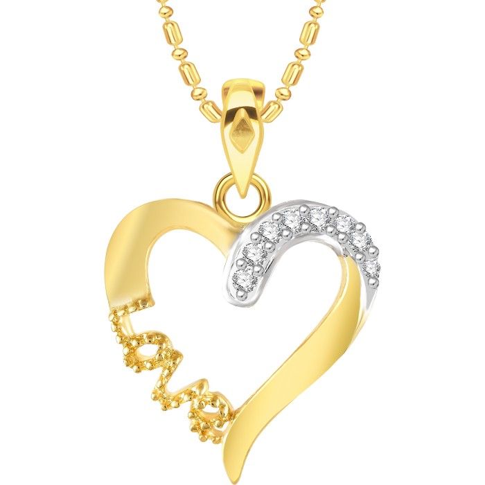 Buy Srikara Alloy Gold Plated CZ / AD Love Heart Fashion Jewelry Pendant with Chain - SKP2776G - Purplle