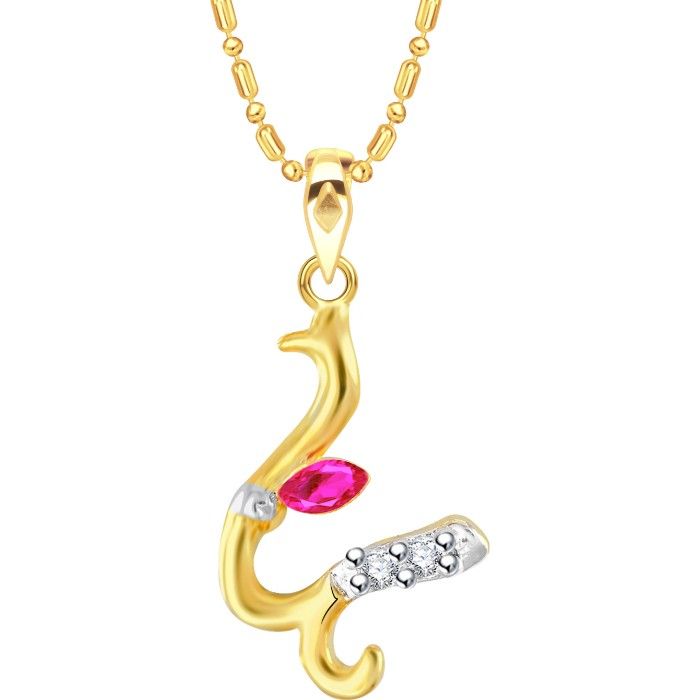Buy Srikara Alloy Gold Plated CZ/AD Initial Letter U Ganesh Fashion Jewelry Pendant - SKP2256G - Purplle