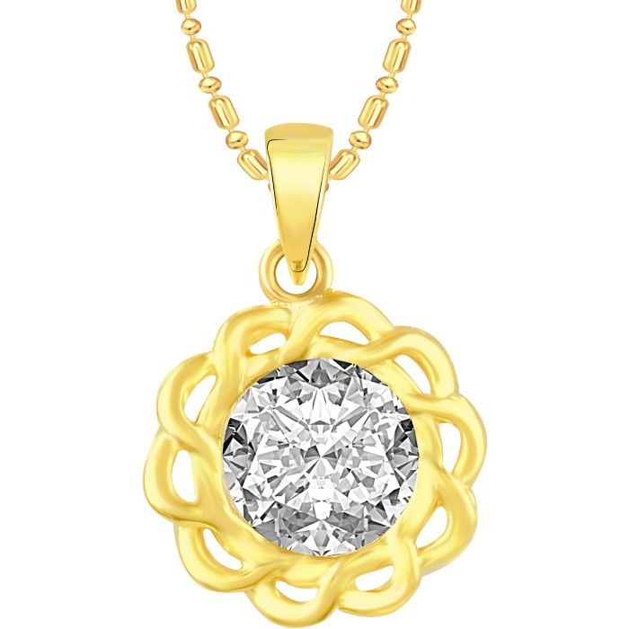 Buy Srikara Alloy Gold Plated CZ/AD Single Stone Solitaire Fashion Jewelry Pendant - SKP2474G - Purplle