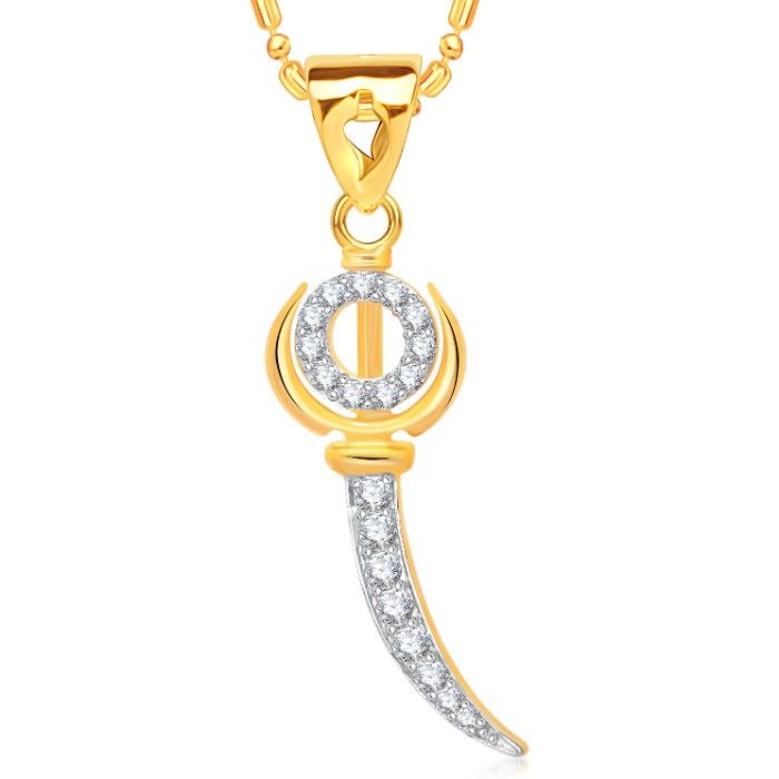 Buy Srikara Alloy Gold Plated CZ / AD Holy Khanda Fashion Jewelry Pendant with Chain - SKP1521G - Purplle