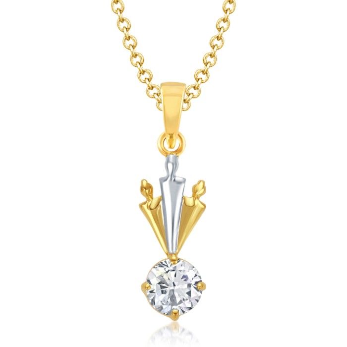 Buy Srikara Alloy CZ /AD Majestics Drop Solitaire Fashion Jewelry Pendant with Chain - SKP1091G - Purplle