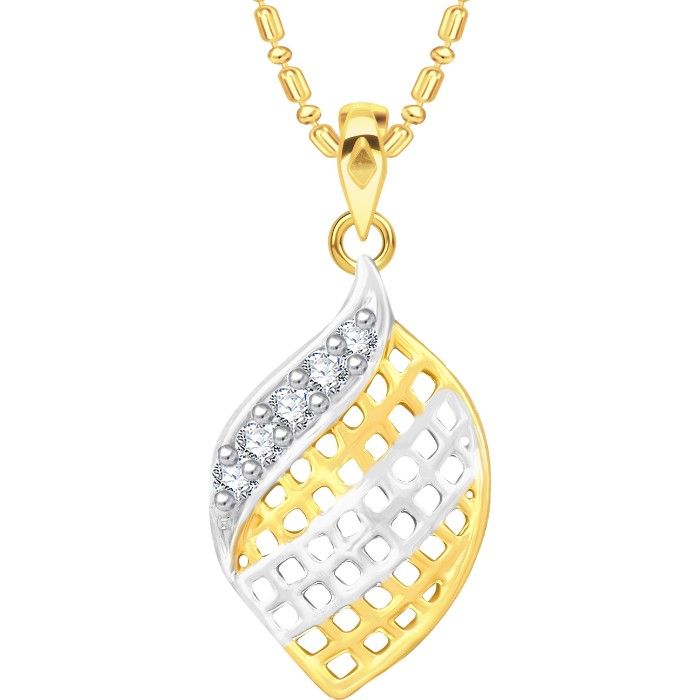 Buy Srikara Alloy Gold Plated CZ / AD Delicate Fashion Jewellery Pendant with Chain - SKP2575G - Purplle