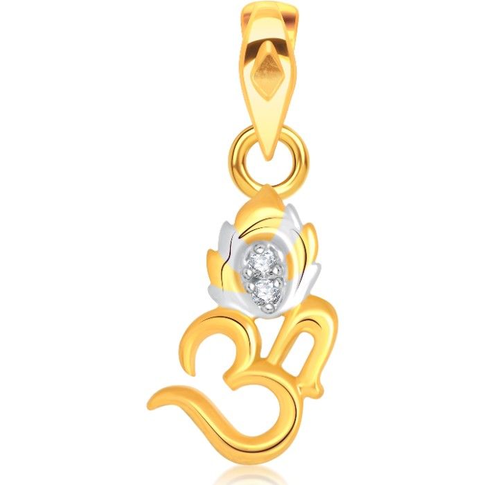 Buy Srikara Alloy Gold Plated CZ / AD Om Fashion Jewellery Pendant with Chain - SKP1570G - Purplle