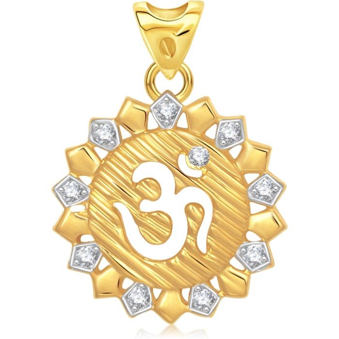 Buy Srikara Alloy Gold Plated CZ / AD Om Fashion Jewellery Pendant with Chain - SKP1451G - Purplle