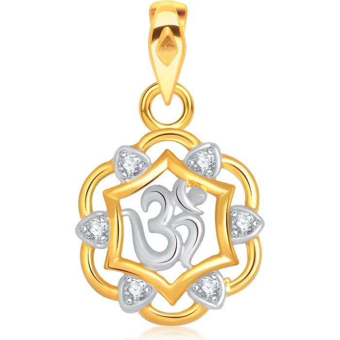 Buy Srikara Alloy Gold Plated CZ / AD Om Fashion Jewellery Pendant with Chain - SKP1553G - Purplle