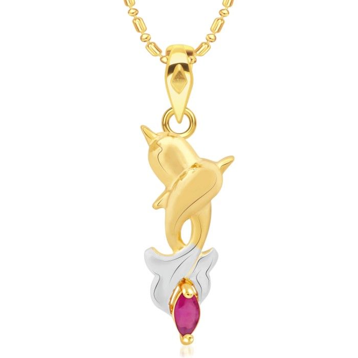 Buy Srikara Alloy Gold Plated CZ/AD Dolphin Drop Pink Pearl Fashion Jewelry Pendant - SKP2867G - Purplle