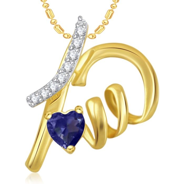 Buy Srikara Alloy Gold Plated CZ/AD Well Crafted Heart Fashion Jewelry Pendant Chain - SKP1877G - Purplle