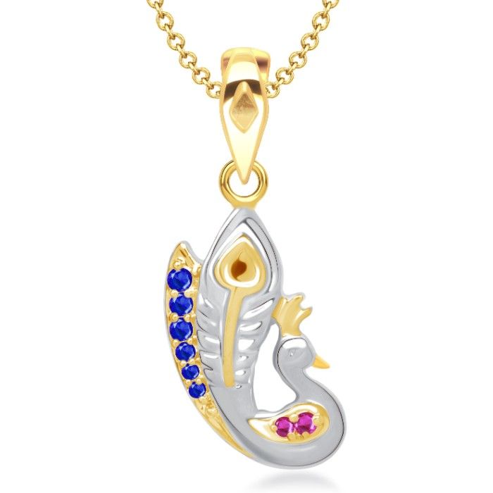 Buy Srikara Alloy Gold Plated CZ / AD Charming Mayur Fashion Jewellery Pendant Chain - SKP1495G - Purplle
