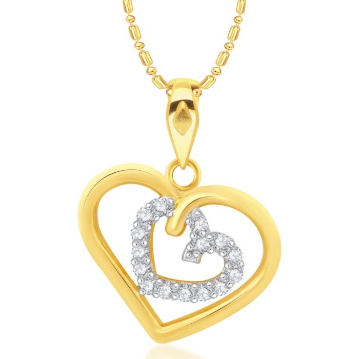 Buy Srikara Alloy Gold Plated Couple Heart CZ/AD Studded Fashion Jewelry Pendant - SKP2837G - Purplle