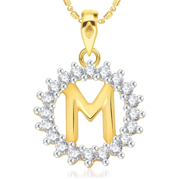 Buy Srikara Alloy Gold Plated CZ/AD Initial Letter M Fashion Jewellery Pendant Chain - SKP1959G - Purplle