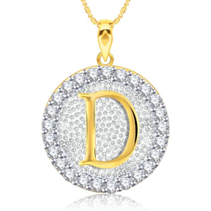 Buy Srikara Alloy Gold Plated CZ/AD Initial Letter D Fashion Jewellery Pendant Chain - SKP2187G - Purplle
