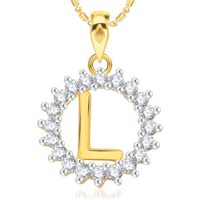 Buy Srikara Alloy Gold Plated CZ/AD Initial Letter L Fashion Jewellery Pendant Chain - SKP1958G - Purplle