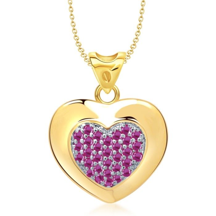 Buy Srikara Alloy Gold Plated CZ Valentine Days Heart Shape Fashion Jewelry Pendant - SKP1298G - Purplle