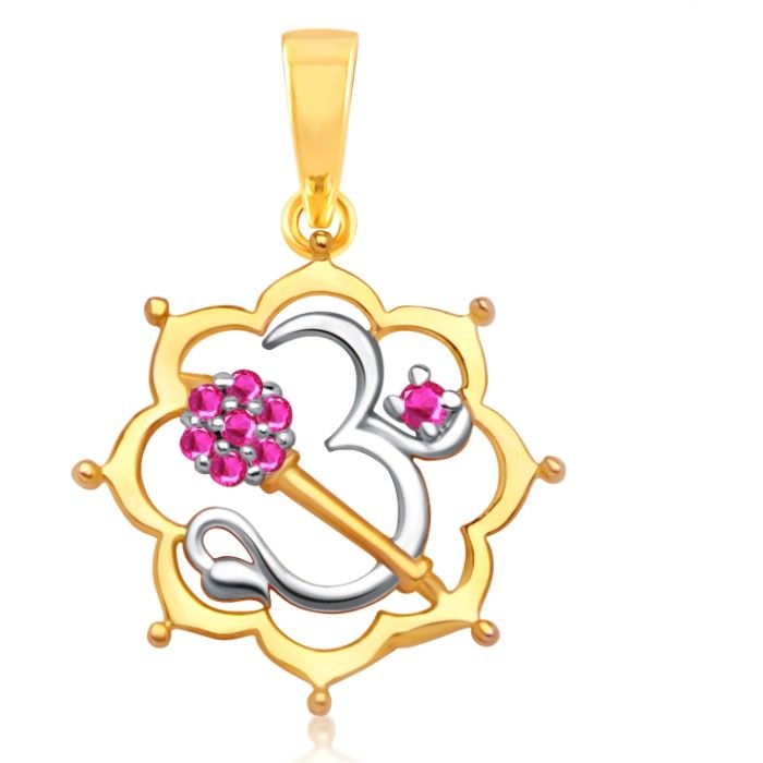 Buy Srikara Alloy Gold Plated CZ / AD Eternal Om Fashion Jewelry Pendant with Chain - SKP1482G - Purplle