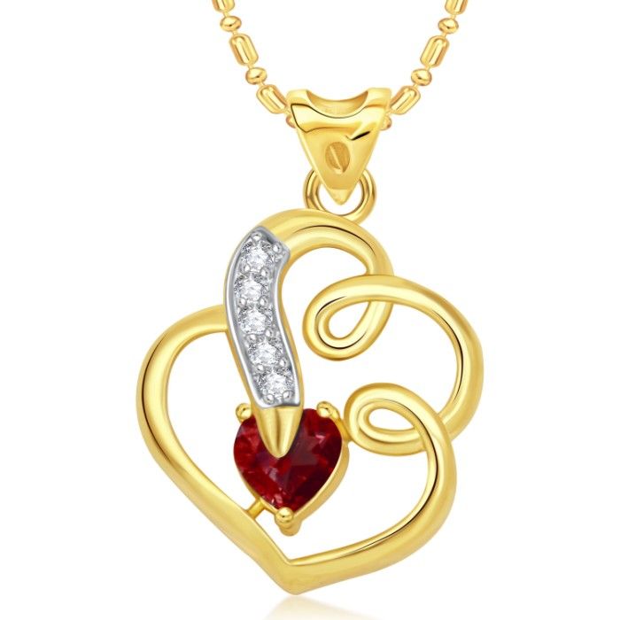 Buy Srikara Alloy Gold Plated CZ/AD Splendid Heart Valentine Fashion Jewelry Pendant - SKP1699G - Purplle